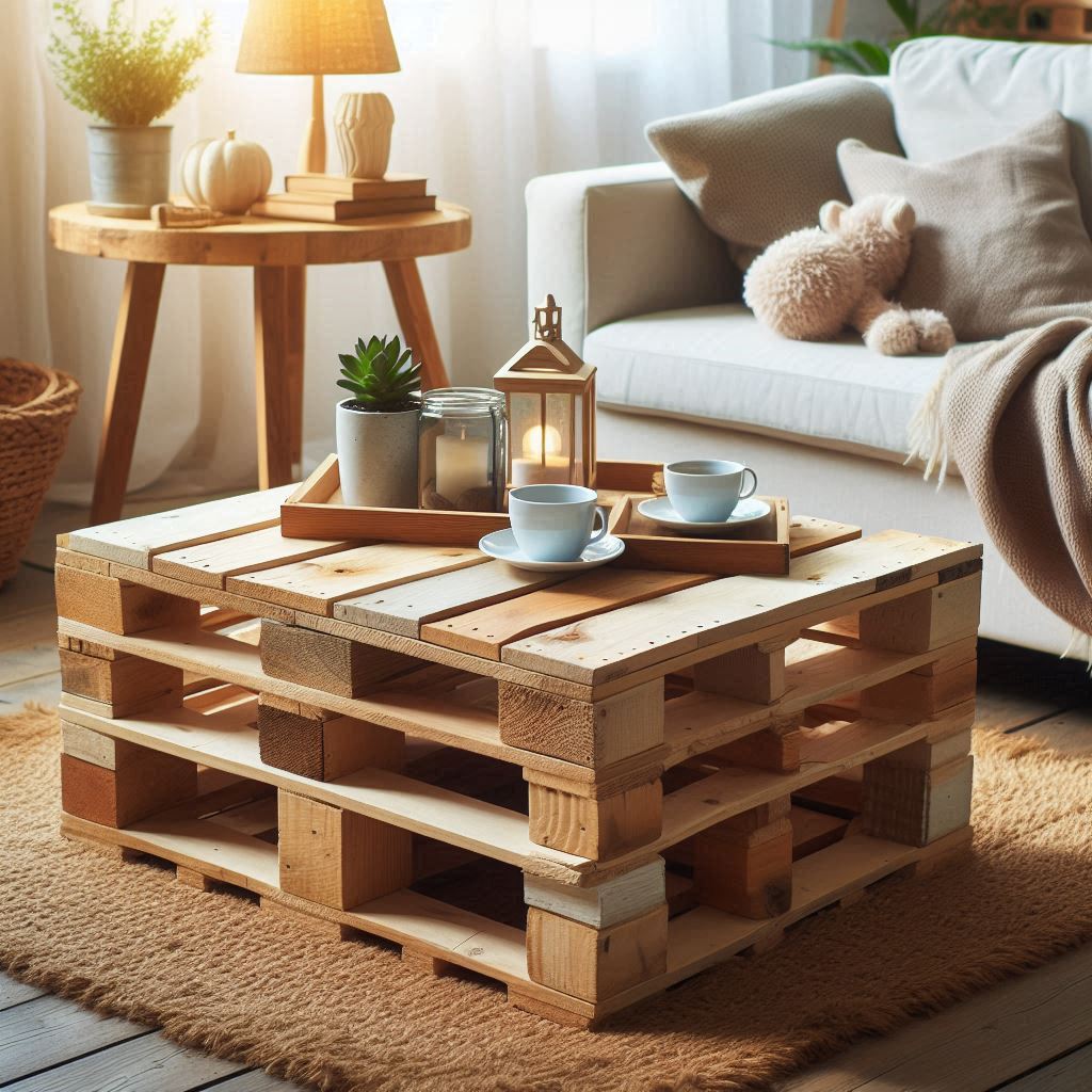 table basse design en palettes de bois