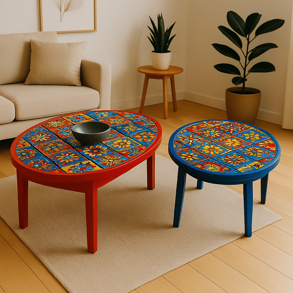 table basse en carreaux de céramique